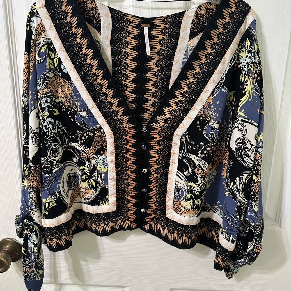Free People Catch Me If You Can Patterned Blouse